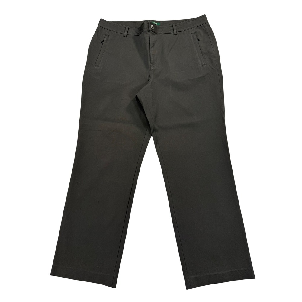 Lauren Ralph Lauren Trousers Women 16 Gray Excellent Straight Leg Stretch Cotton